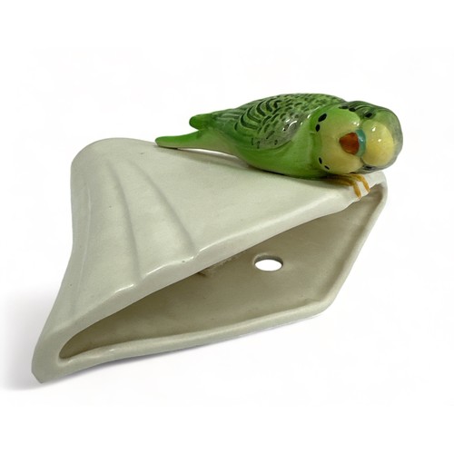 264 - Sylvac Green  Budgerigar Wall Pocket in good condition