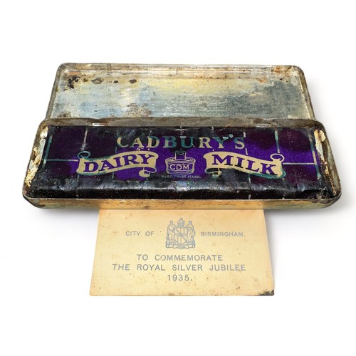 317 - Cadbury Chocolate Tin commemorating King George V Silver Jubilee, still has the original Cadbury Cho... 