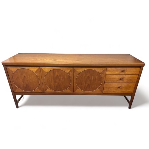 459 - Patrick Lee for Nathan Furniture, 'Circles' sideboard. A mid century retro vintage teak wood sideboa... 