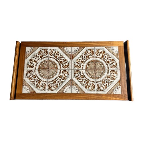 445 - A tile topped coffee table, width 98cm, depth 50cm, height 42cm.