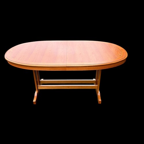 446 - Modern dining table with six chairs, including to carvers. Table length 176cm, width 100 cm, height ... 