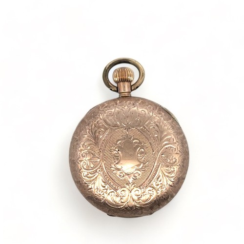 153 - Circa 1900 ladies 9k gold faced fob watch. In working order at time of cataloguing. Total weight 28g... 