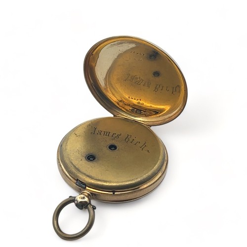 154 - Gents 18k key wind gold dress pocket watch, circa 1900.  Gold dial with Roman numeral hour markers. ... 