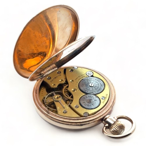 155 - Circa 1930's 9ct Gold Thomas Russell & Sons, Liverpool, pocket watch, possible military inscription ... 