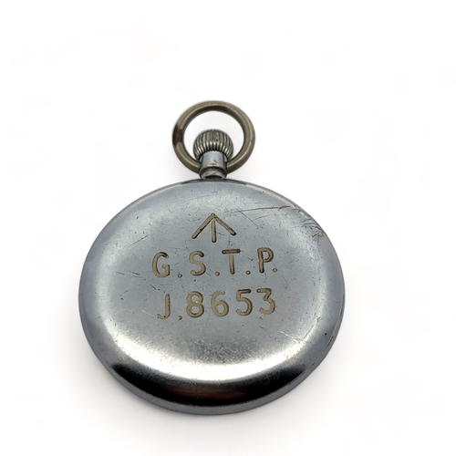 158 - Leonidas Military issued Pocket Watch. Steel case GSTP with Broad Arrow on case back. Not working