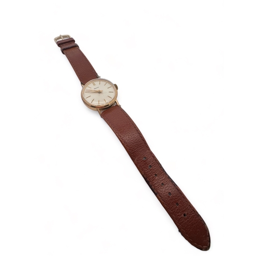 84 - Circa 1960s Westclox manual wind watch, Made in Scotland, Gold tone case and leather strap. Watch in... 