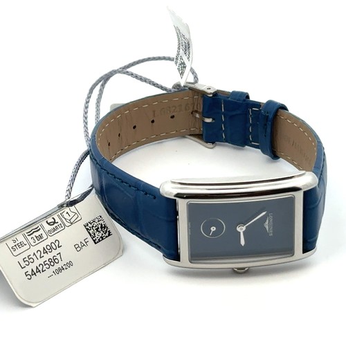 78 - New, unworn ladies Longines Dolce Vita Tank watch.  Blue dial, blue strap and quartz movement. Compl... 