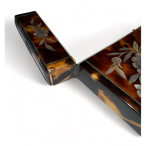 306 - Mansfield (Dublin) tortoise shell and mother of pearl inlaid card case. Mansfield label affixed to t... 