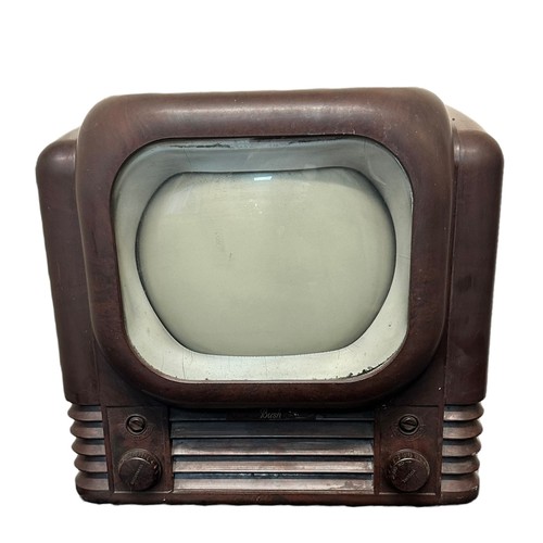 355 - Art Deco Brown Bakelite cased Bush Radio Television Receiver Type TV22. Suffering with a crack on si... 