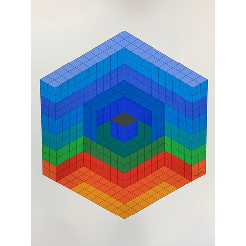 389 - After Victor Vasarely (Hungarian-French, 1906-1997), ‘ Hexa Grace ‘ limited print, created as a gift... 