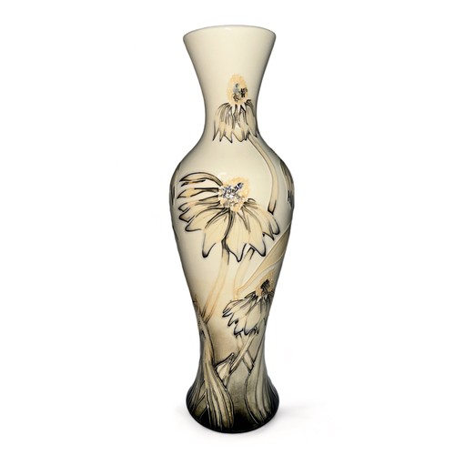 258 - Moorcroft, a Moorcroft tube lined “ Cornflower “ pattern tall vase, impressed mark to base, initiall... 