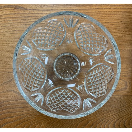 288 - Waterford Crystal, a Waterford Crystal cut glass circular footed bowl, five geometric heart surround... 