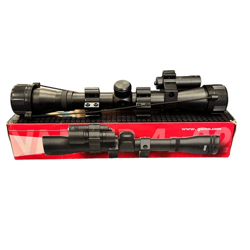 354 - 3x Rifle scopes. 1x BSA Essential scope 3-9x40 AO. 1x BSA Essential 3-9x40 WR. 1x Gamo Vampir VE 4x3... 