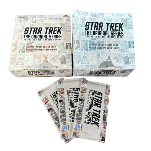 236 - 2x Unsealed factory trade boxes of 24 packs, Star Trek the original series portfolio prints trade ca... 