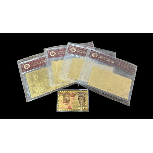 213 - 4x Gold banknotes, most sealed in packets with certificate of authenticity declaring 99.9% 24 carat ... 