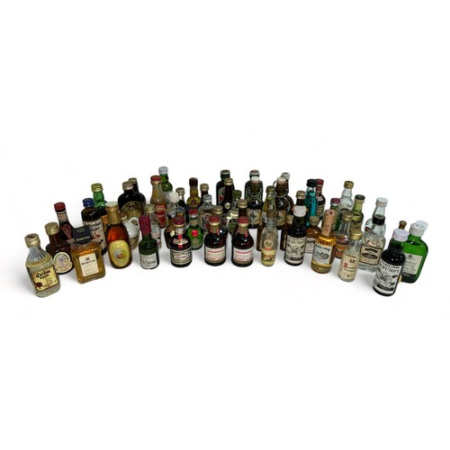 202 - A wide range of miniature liquors and whiskys  including Jack Daniels, Glenfiddich Pure Malt, Glenmo... 