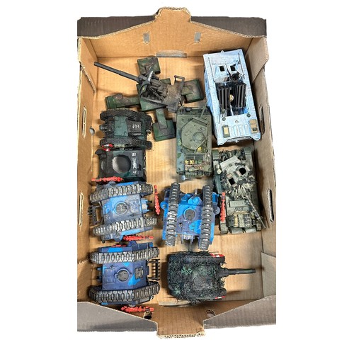 244 - Assortment Of Model Tanks, mainly kit-built including Warhammer, Games Workshop, Tamiya, etc. 60+ di... 