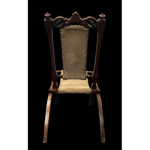 456 - Mahogany Foldable Campaign Chair. Victorian/early 20th Century. Cushioned seat and back. Width 36cm,... 