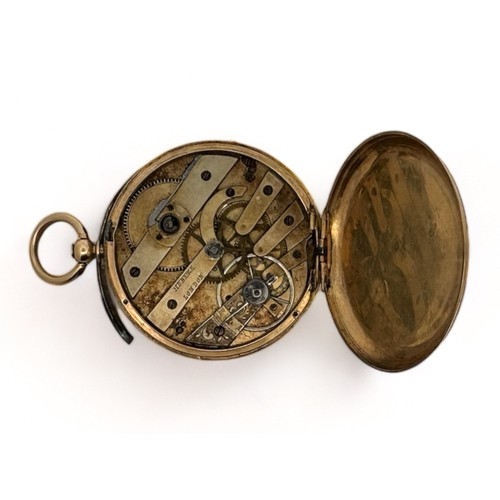 149 - An 18ct open face key wind pocket watch by Hunter London. Stamped 18k and 750 to interior of case. W... 