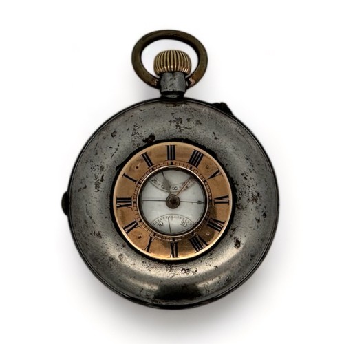 151 - Gunmetal half hunter chronograph pocket watch, movement marked 'The Ascot Patent 20th June 1887'. St... 