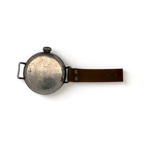 145 - A  military style/ trench WW1 watch signed Chancellor Dublin. Monogrammed and dated on reverse 25-5-... 