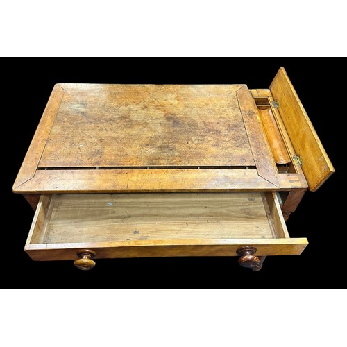 454 - Mid 20th Century Satin Birch Desk With Pen Compartment. With one drawer. Width 92cm, Depth 57cm, Hei... 