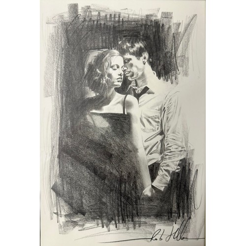 401 - Rob Hefferan (British, b. 1968), original pencil and chalk drawing of a couple, signed lower right. ... 