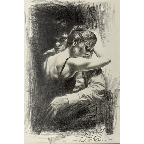 400 - Rob Hefferan (British, b. 1968), original pencil and chalk drawing of a couple embracing, signed low... 