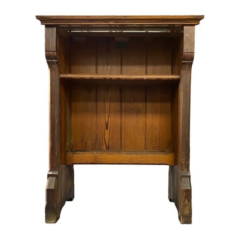 451 - Late 19th Century pine lectern made by Plucknett & Steevens, with plaque reading 