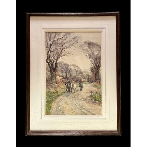 408 - Harold Swanwick (British, 1866-1929), ‘Returning from Work’ watercolour on paper. Watercolour of a m... 