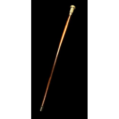 343 - Walking stick with white metal top with oriental design and Chinese inscription.