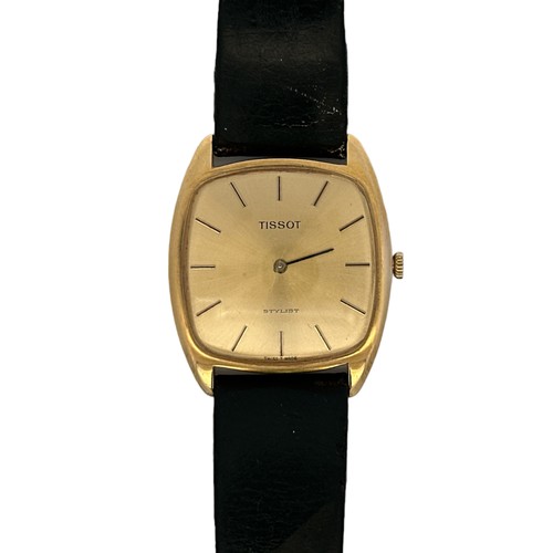 91 - Tissot Stylist - gold plated case with champagne dial and baton hour markers, calibre 2141, No. 1698... 