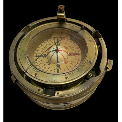 120 - Compass, a good early 20th Century Naval and Military Aero Compass Pattern 200, No. 1488, by Whyte T... 