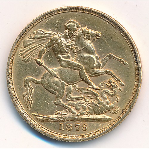 205 - Victoria 1876M full gold sovereign, good fine.