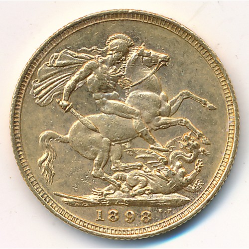 207 - Victoria 1898S full gold sovereign fine.