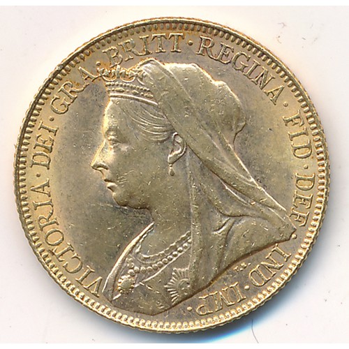 208 - Victoria 1899 full gold sovereign fine.