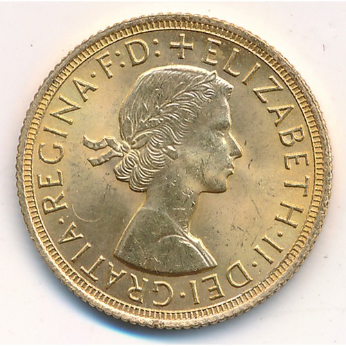 214 - Elizabeth II 1963 full gold sovereign, about uncirculated.