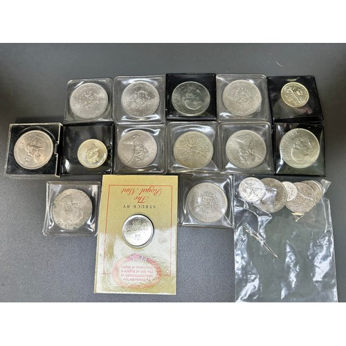 250 - Collection of 20th Century coins with USA $1 1921 on money clip, pre-decimal GB range, selection of ... 