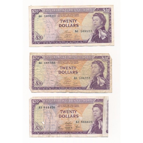 177 - World banknotes (16) in mixed condition with examples from East Caribbean Currency Authority, GB, Sc... 