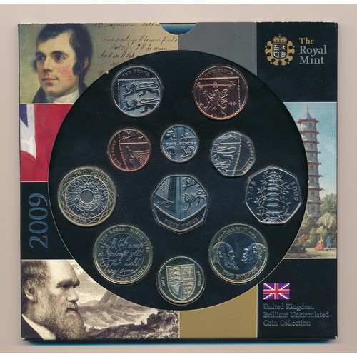 242 - 2009 UK uncirculated coin set by The Royal Mint, including Kew Gardens 50p, complete with slip case ... 