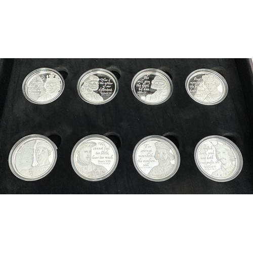 258 - Cook Islands 2016 $2 Shakespeare's Kings silver proof set of 8 coins in wooden presentation case wit... 