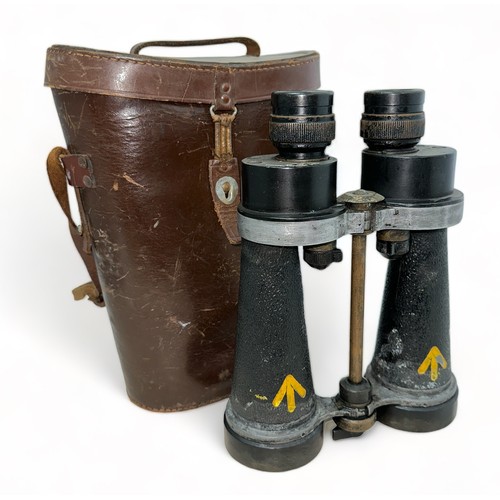 129 - Barr & Stroud CF41 Military Binoculars 7x50 with leather case. Serial Number 64364. Attached ticket ... 