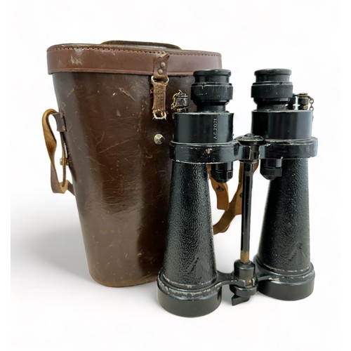 132 - Barr & Stroud CF42 Military Binoculars 7x50 with Leather case. Serial Number 82300. Possibly Royal N... 