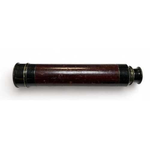 121 - Brass four drawer telescope with fitted lense cap. No visible makers mark. In good order.