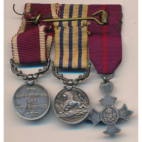 37 - Three good quality miniature medals with MBE (Military) breast badge, British South Africa Company’s... 