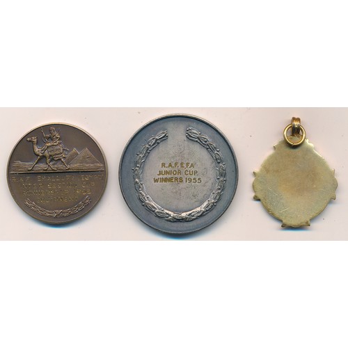 86 - RAF football medals attributed to L.A.C. Leslie Bloomer with 1. RAF Shallufa (Egypt) Inter Section C... 