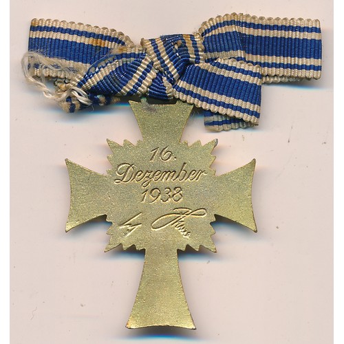 39 - Third Reich Honour Cross of the German Mother in gold in Rinhard Sieper & Sohne Ludenscheid box of i... 