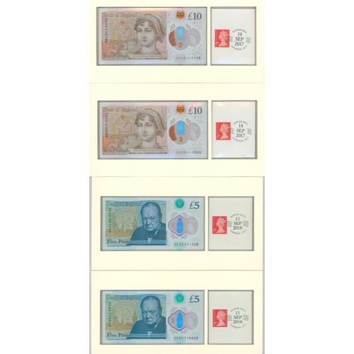 182 - Range of 4 uncirculated modern notes mounted in DateStamp folders, all in blue Westminster boxes wit... 