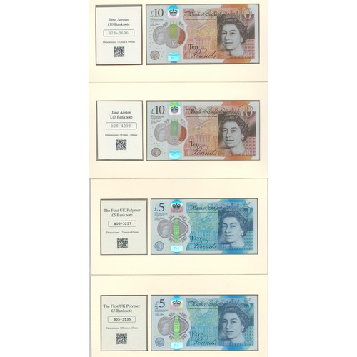 182 - Range of 4 uncirculated modern notes mounted in DateStamp folders, all in blue Westminster boxes wit... 