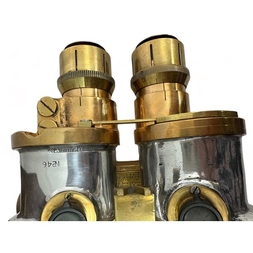144 - A mid 20th Century Barr & Stroud G.K.5 pair of navel deck binoculars. Binoculars of brass and alumin... 